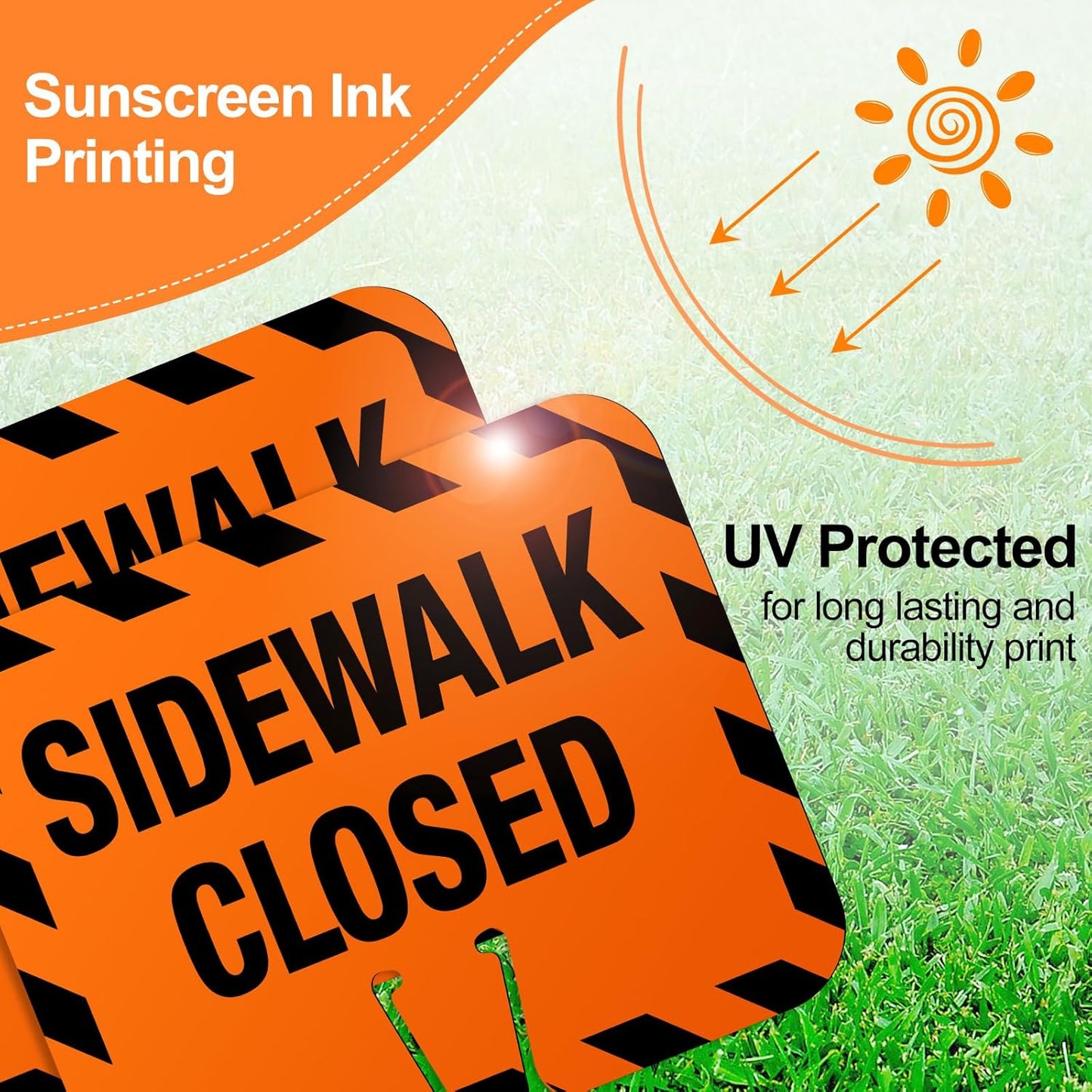 9 Pcs Plastic Sidewalk Closed Sign Bulk for Traffic Cones Top Road Warning Signs 10.4" Height x 12.6" Width x 0.05" Thickness for Outdoor Barricade Construction Caution