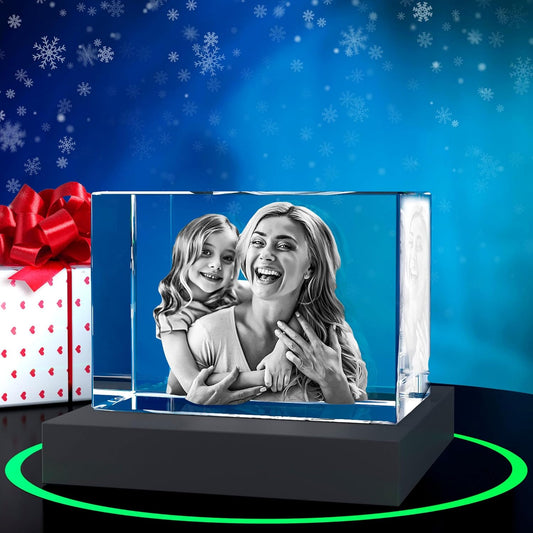 ArtPix 3D Premium Crystal Photo, Christmas Personalized Gifts for Women, Wife, Her, Him, Men, Husband, Grandma, Great Xmas Customized Gift With Your Own Photo, Custom Glass 3D Laser Etched Picture