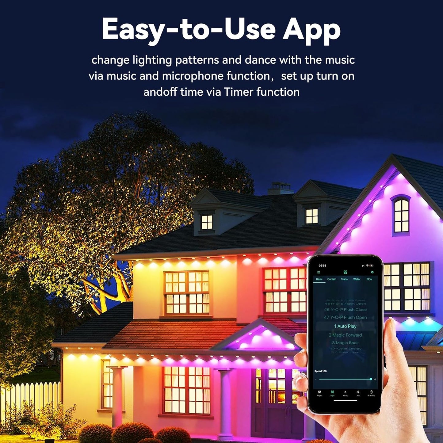 Permanent Outdoor Lights for House, Smart Outside christmas Lights with 72 Scene Modes,IP68 Waterproof Eaves Lights for Christmas All Holiday Decorations,Work with Alexa, Google Assistant (100 Ft)