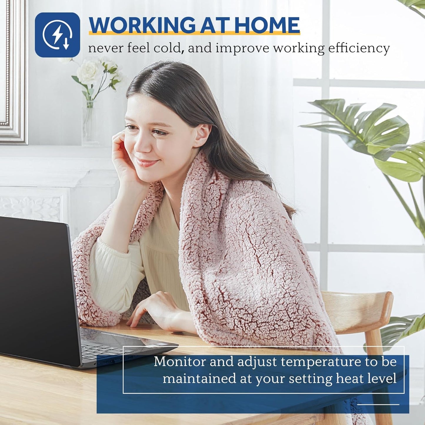 SEALY Electric Blanket Heated Throw 50"x60" Soft Double Sherpa Super Cozy with 6 Fast Heating Levels & 2-10 Hours Auto-Off, Over-Heat Protection, Machine Washable, Rust Red