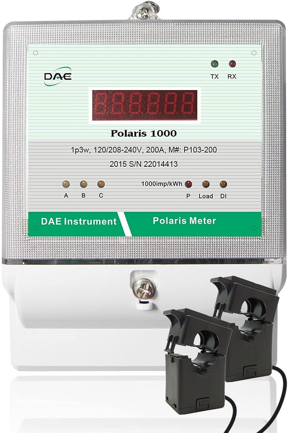 DAE P103-100 KIT UL, kWh Smart Submeter Polaris 1000, 1 or 2 Phase, 3 Wire (2 hot Wire, 1 Neutral), 100A, 120/240v, 2 Split Core CTs
