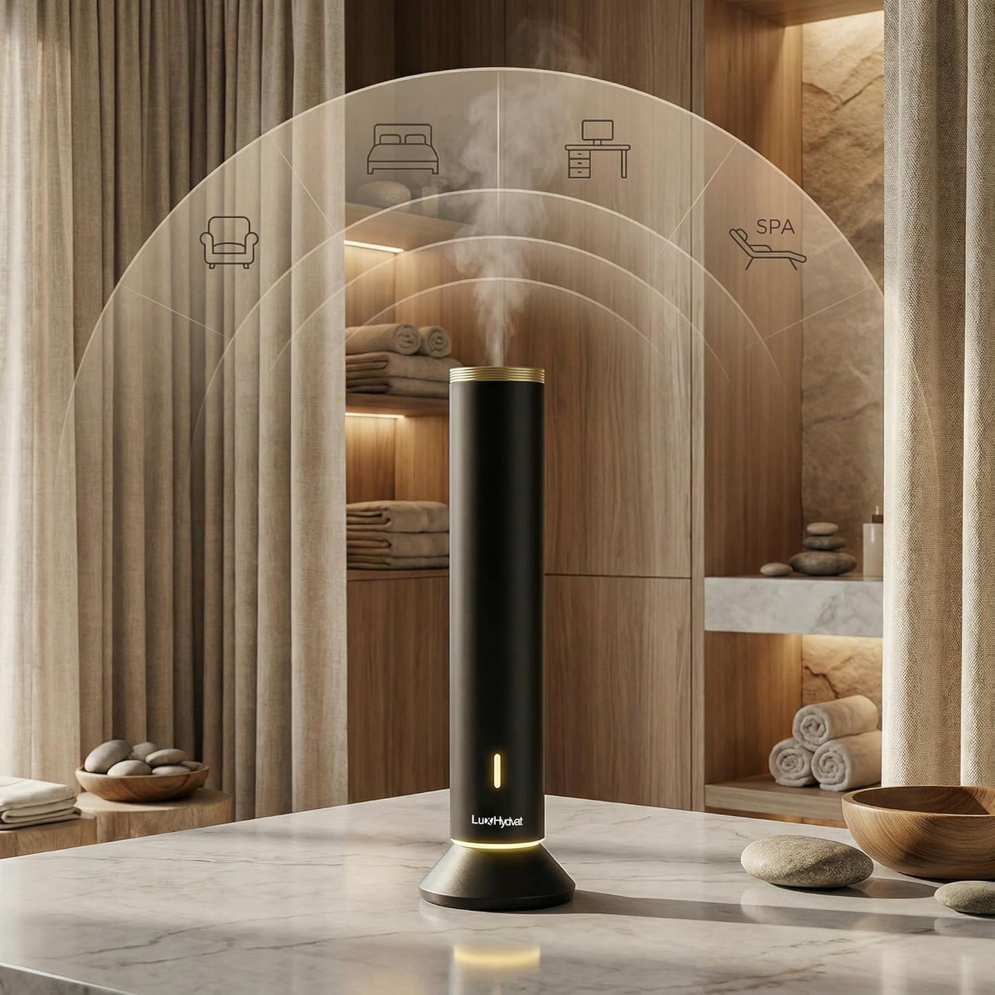 New Upgraded Waterless Scent Oil Nebulizer – Smart App & Remote Control, Covers Up to 4000 Sq Ft, Quiet Aroma Diffuser for Home, Hotel & Office, Up to 20H Runtime, 360° Light & Timer