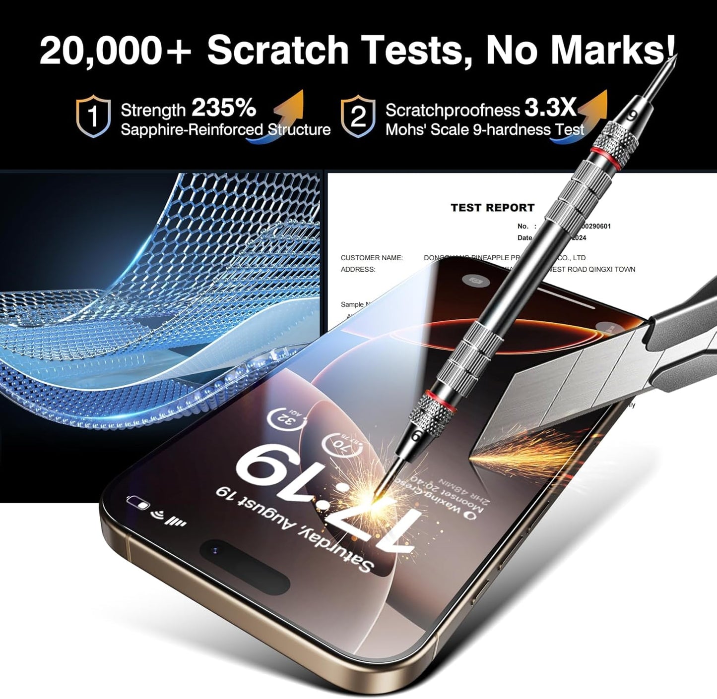 EZ-GLAZ- 4 Pack for iPhone 16 Pro Screen Protector [6.3"] With 2 Pack Camera Lens Protector, 9H+ Hardness 12FT Military Grade Shatterproof Scratch Resistant Durable Tempered Glass Film with Flawless Fit Kit, HD Clear