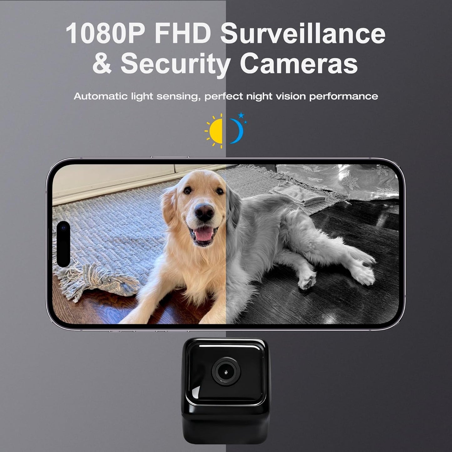 Mini Spy Cameras for Home Security, 1080P HD Security Camera No WiFi Needed, 2.4GHz, Night Vision, Wireless, Indoor Nanny Cam Hidden Camera for Bedroom, Pet, Elder, Garage