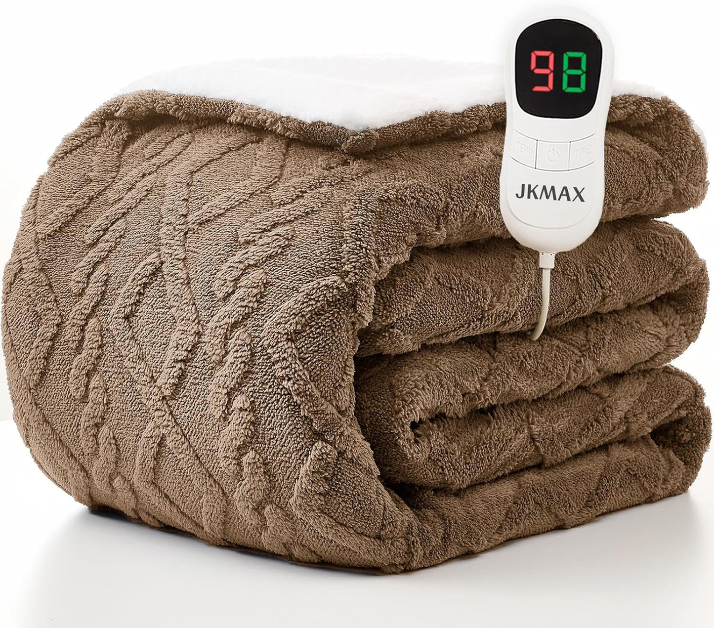 Heated Electric Blanket Twin Size-62"x84" Heating Blanket with 10 Heating Levels & 5 Time Settings Over-Heat Protection，Winter Warmer for Adults with ETL Certification（Beige）