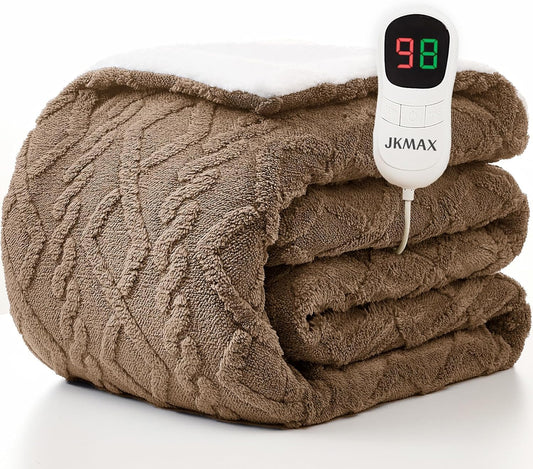 Heated Electric Blanket Full Size-72"x84" Heating Blanket with 10 Heating Levels & 5 Time Settings Over-Heat Protection，Winter Warmer for Adults with ETL Certification（Beige）