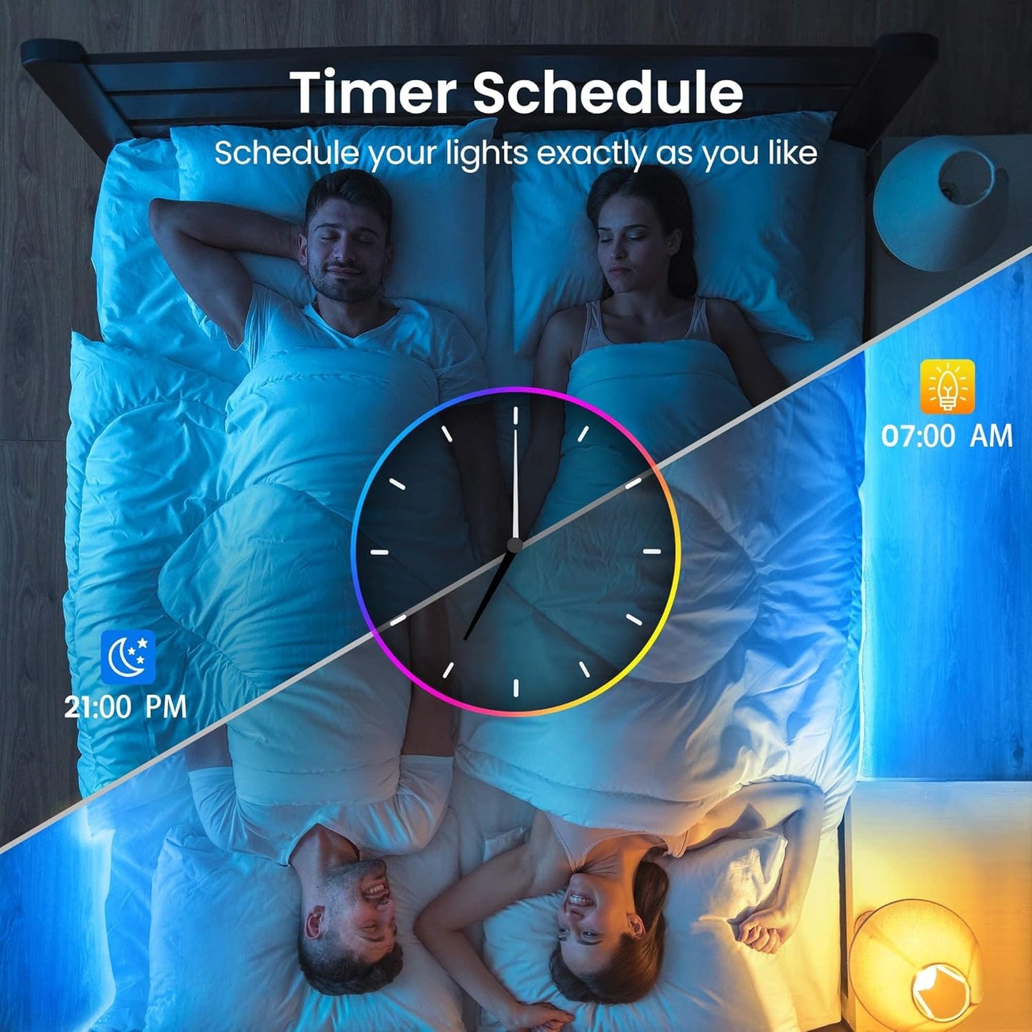 TJOY 200ft Smart Led Strip Lights for Bedroom, Alexa Light Strip,2835 RGB Color Changing Music Sync Rope Lighting with App Remote,Multi-Color Wireless Led Lighting for Bedroom (APP+Remote+Voice)