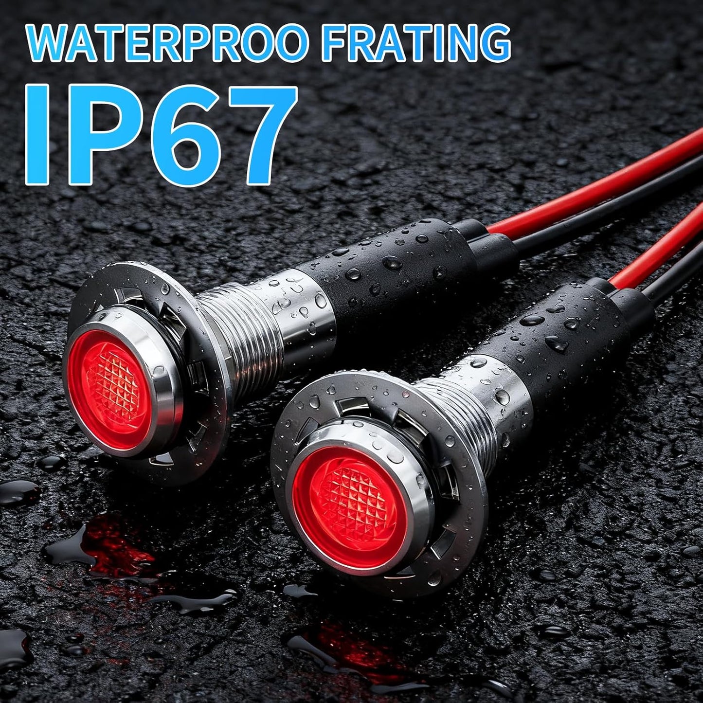5Pcs 8MM (5/16'') Indicator Light led Indicator 110V 220V Metal Pilot Lamp Lights Aluminum Black Anodized Waterproof ip67 Red Signal Lamp Light(110V-Brass Nickel Plated-Blue 5Pcs)