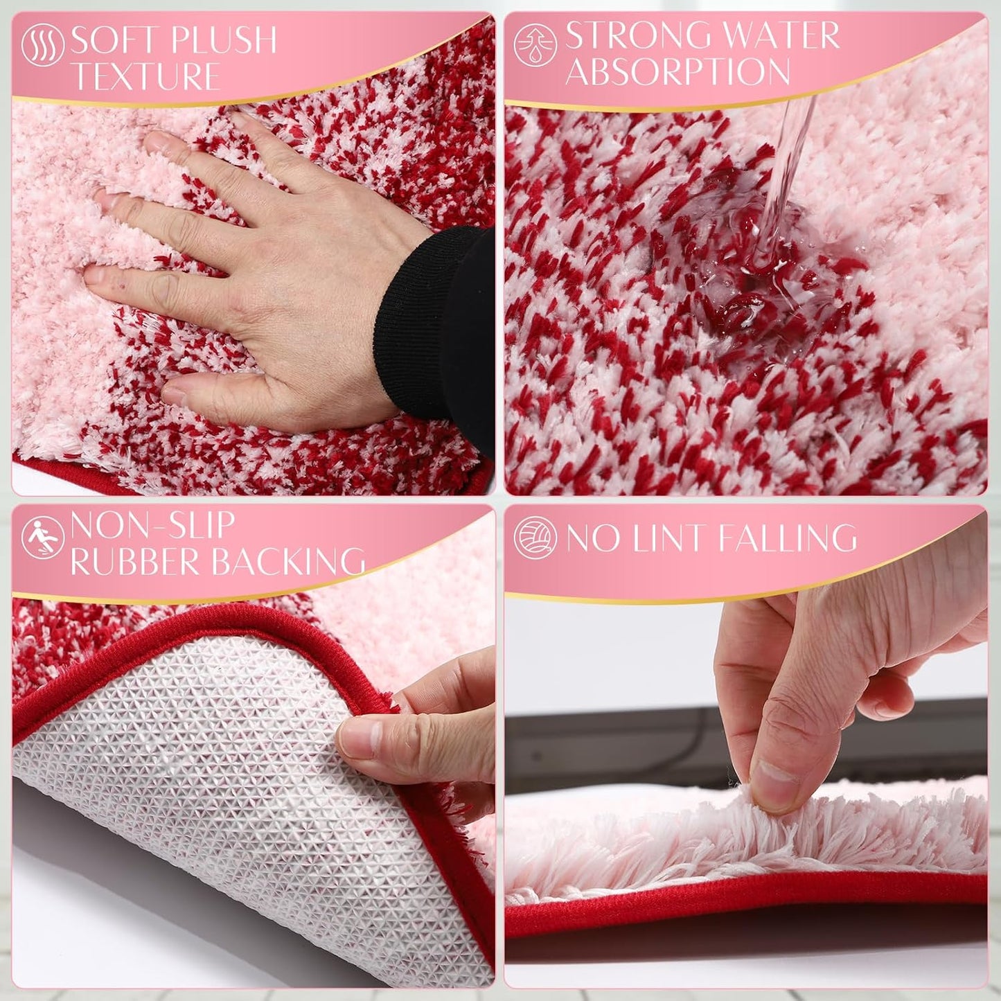 32PCS Bathroom Set Bathroom Sets with Shower Curtain and Rugs Pink Bathroom Accessories,Shower Curtain Set,Bathroom Rug Set with Bathroom Trash Can
