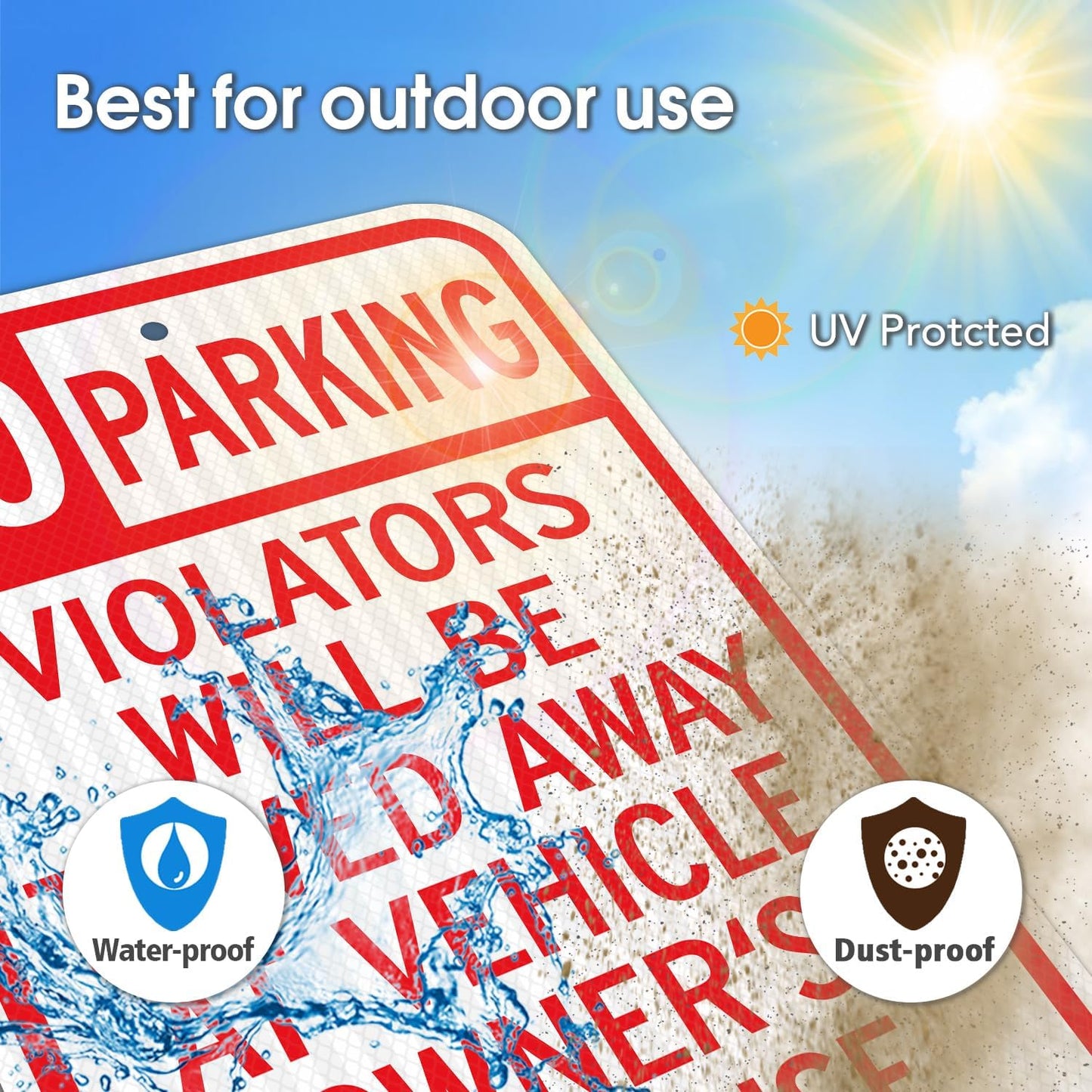 GicnKeuz Large No Parking Signs,18x12 Inches Violators Will Be Towed Away at Vehicle Owner's Expense Signs, Engineer Grade Reflective Aluminum, Fade Resistant,Indoor or Outdoor Use