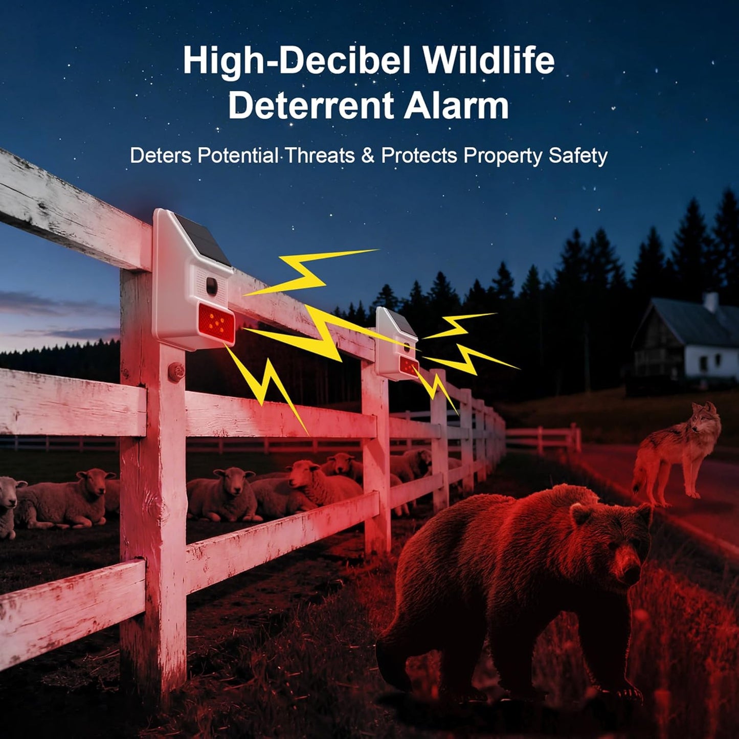 Solar Outdoor Wireless Motion Sensor Alarm,High-Decibel Siren with Sound and Strobe Light Motion Sensor–Protects Homes,Farms,Garages,Ranches & More,Deters Potential Threats,NO Remote or WiFi