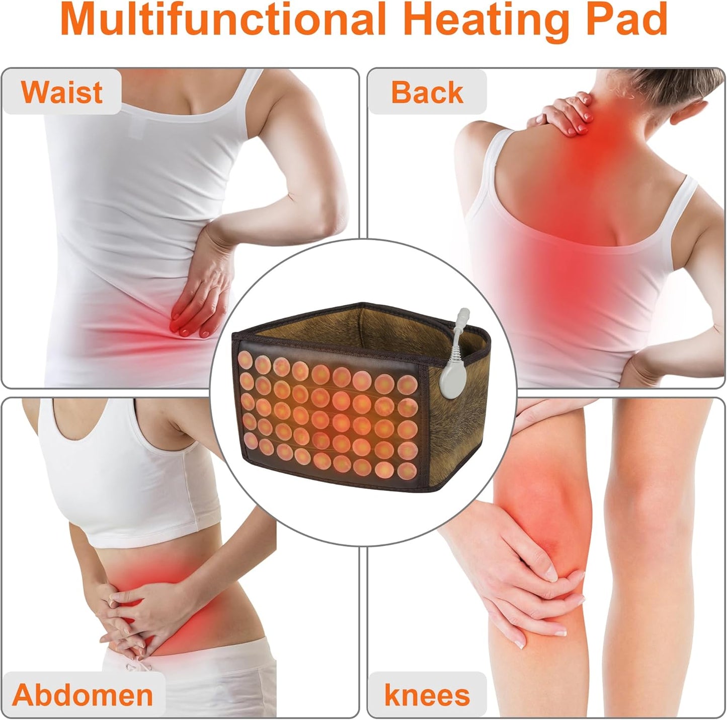 Infrared Heating Pad, Far Infrared Natural Jade Heating Pad, Auto Shut Off, Adjustable Temperature, Gifts for Women/Men/Dad/Mom (Brown, Belt28)
