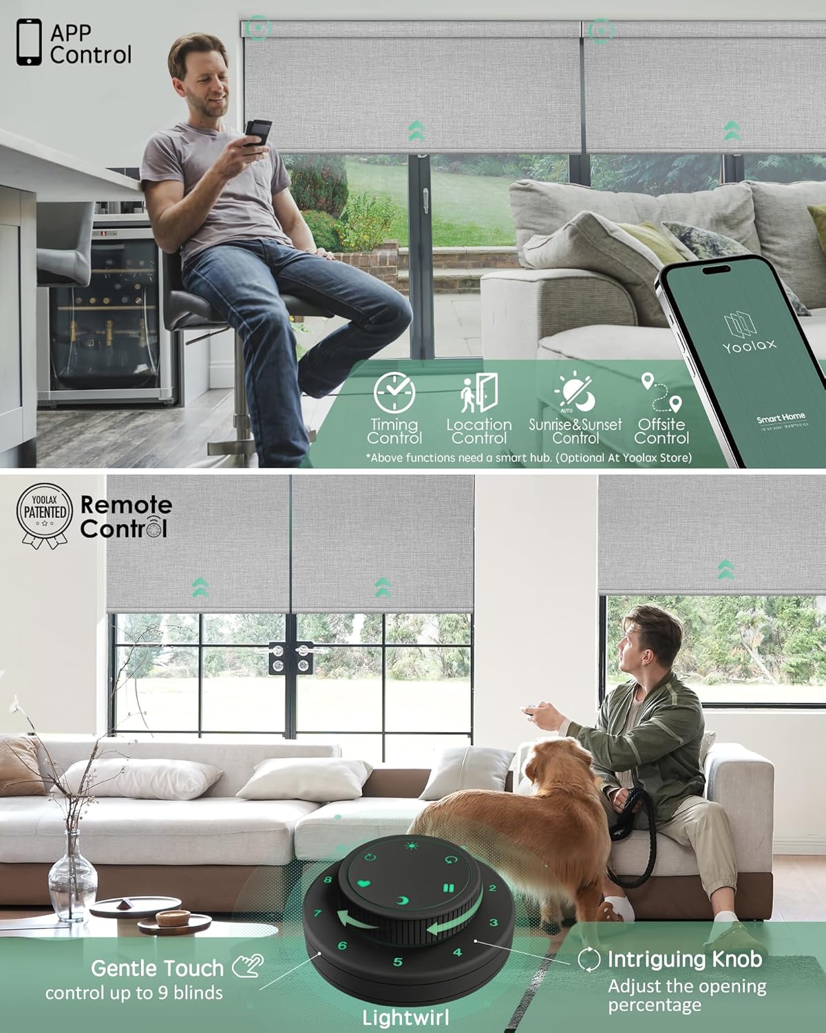 Yoolax Motorized Blinds with Remote, Smart Blinds for Windows Blackout Automatic Shades Compatible with Alexa Remote Control Roller Window Shades with Valance, Custom Size (V-Foggy White)