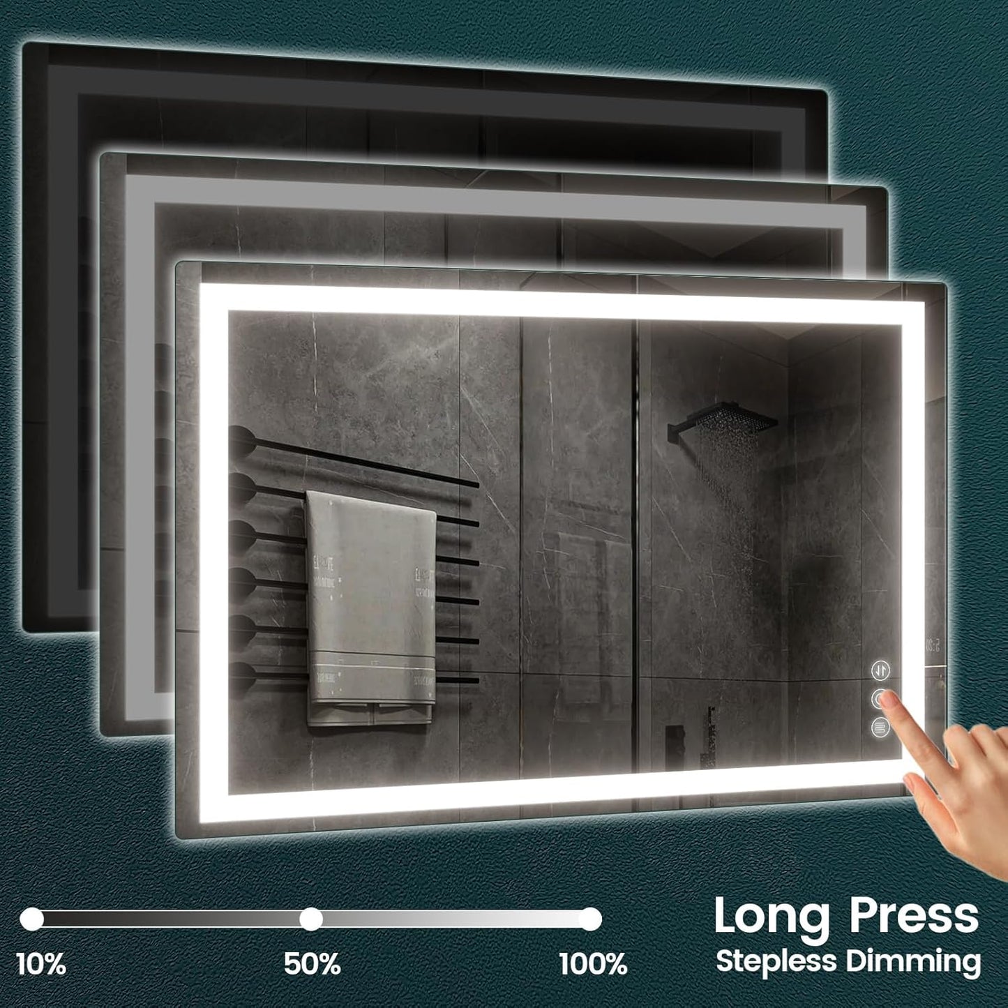 30"x 40" LED Mirror for Bathroom with Frontlit and Backlit, Anti-Fog, 3 Colors Temperature & Dimmable, Wall Mounted Bathroom Mirror