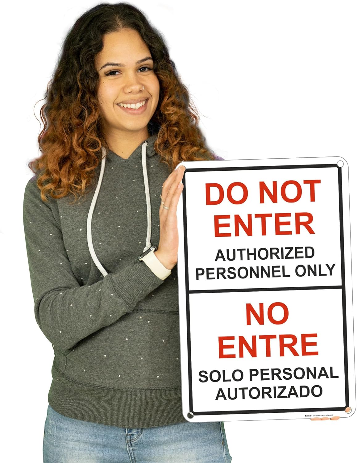 Brimar - 12" x 18" - Bilingual Do Not Enter Authorized Personnel Only Sign - .063″ White Rust-Free Aluminum - Enhanced Security - Easy Installation