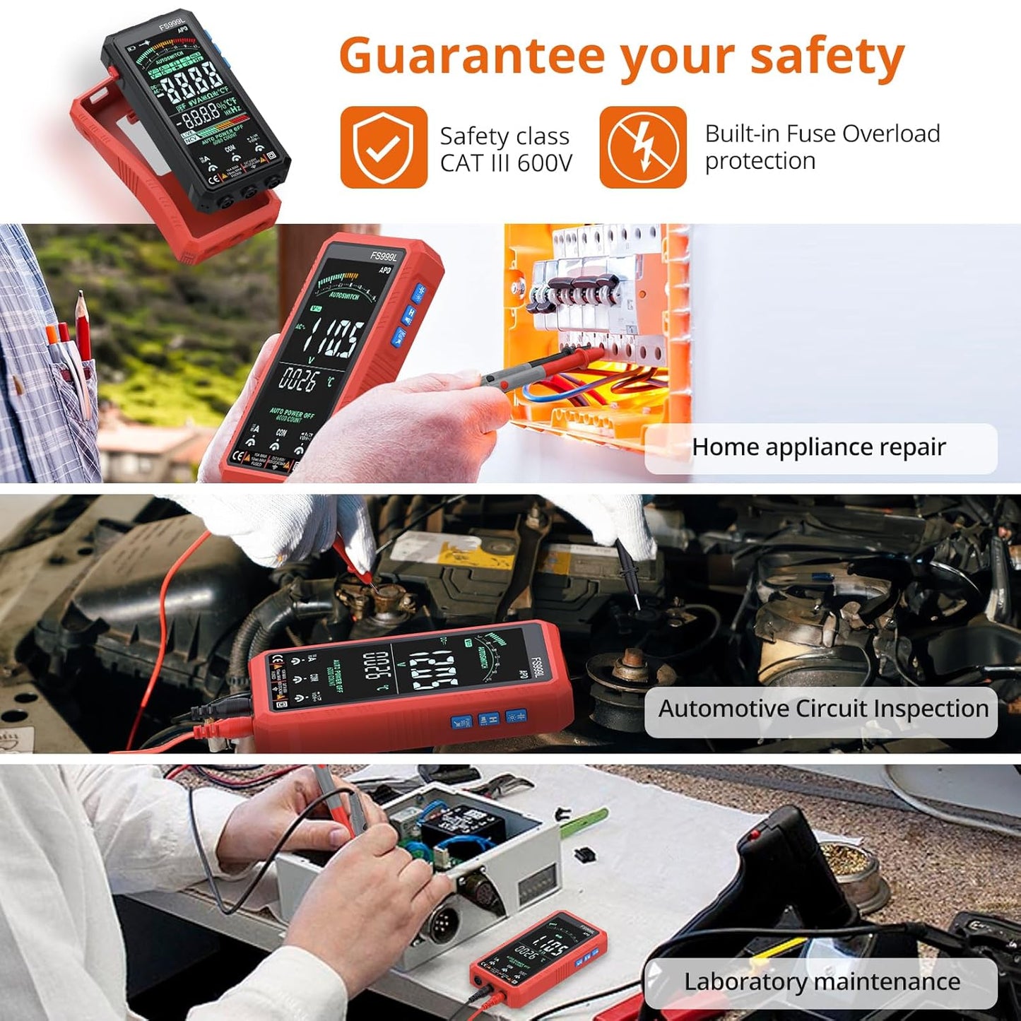 Proster USB C Rechargeable Smart Multimeter with 5.0 Inch Color Screen - 6000 Count Smart Multi Testers, True RMS Autoranging Multimeter, NCV Capacitance, CAT III 600V Safety