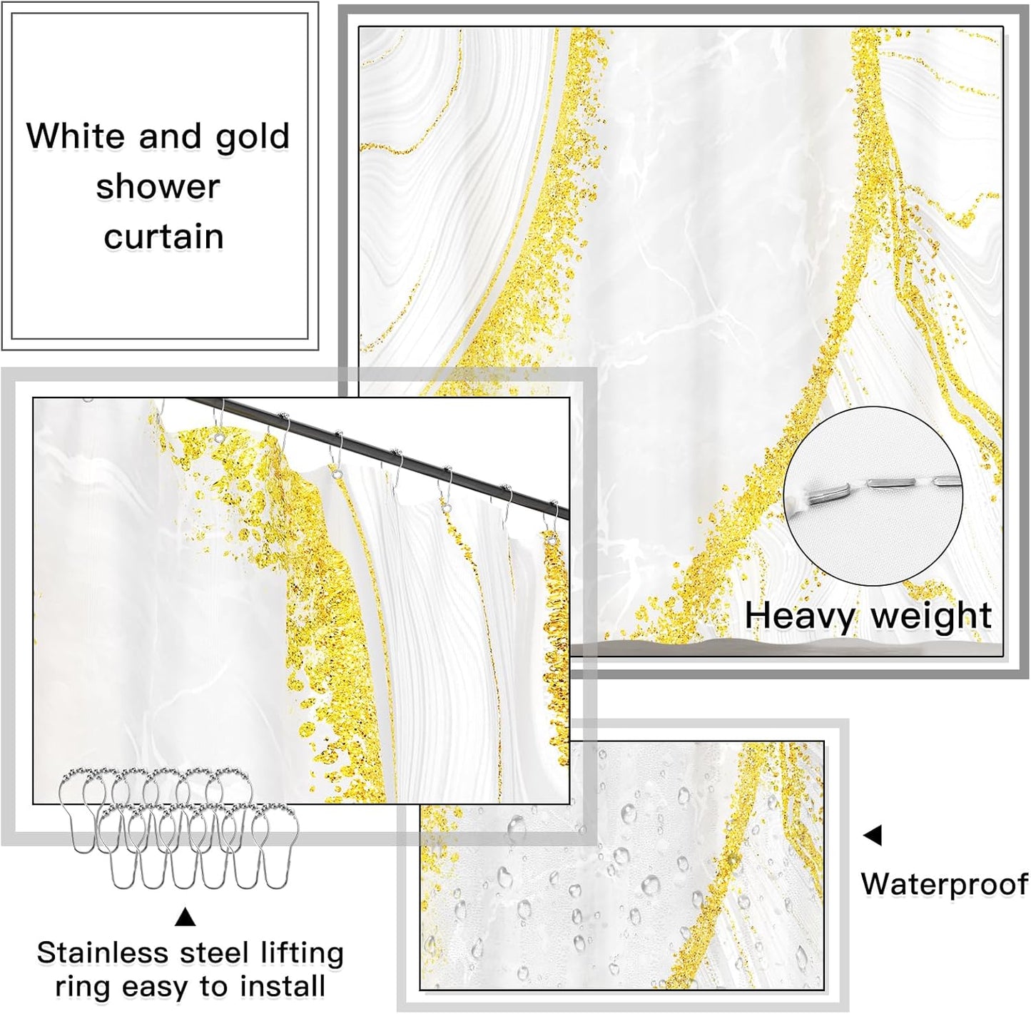 25PCS Bathroom Accessory Set, White Bathroom Set with Large-Capacity 4 Gallon Trash Can,Bathroom Rugs Set, Waterproof Shower Curtain, Toilet Brush, Toothbrush Holder & Soap Dispenser