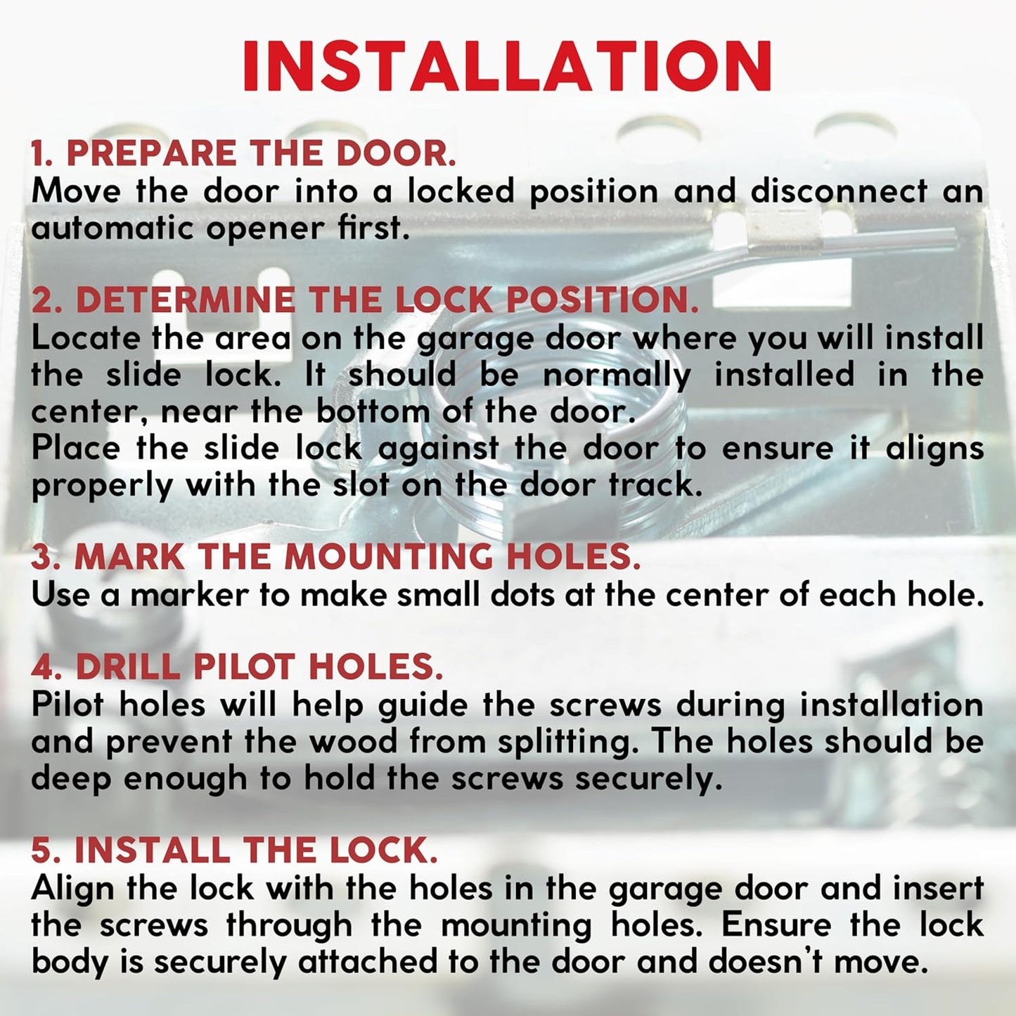 Garage Door Lock Kit, L-Handle Lock with Inside Slide Lock Latch Mechanism, Home Improvement Door Lock