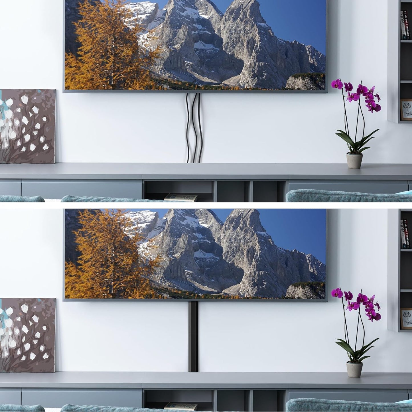 Cable Cover, 62.8in Black Cord Hider for TV, Paintable Cord Cover Kit, Hide Cords - Cord Concealer Cable Channel 4xL15.7in W0.98in H0.5in