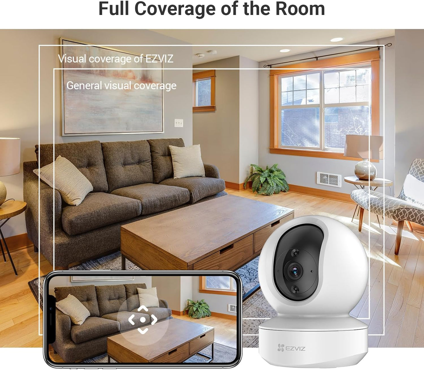 EZVIZ C6N 3MP Indoor WiFi Pan & Tilt Camera, Motion Detection with H.265 Video Technology, Smart Tracking, Smart Night Vision, Two-Way Talk - White