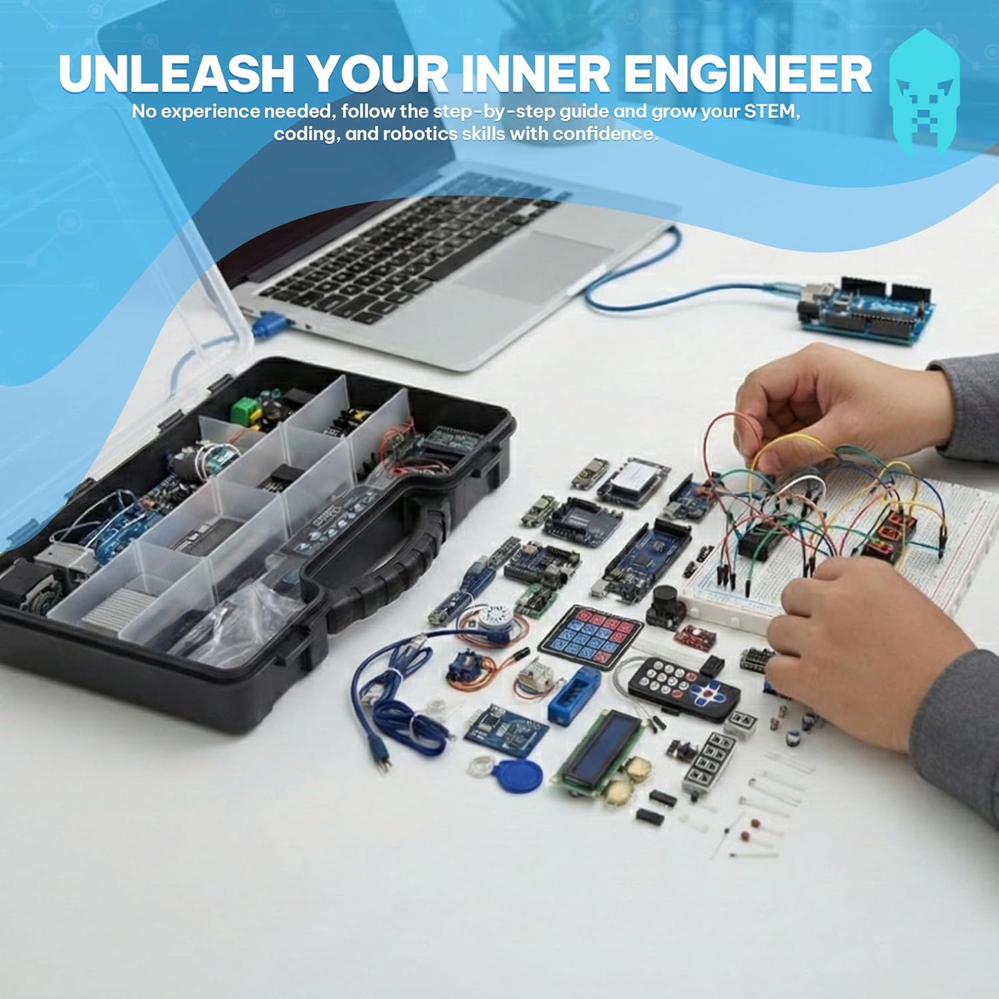 GAR Monster Starter Kit for Arduino - Robotics & IoT Development| Comprehensive 5-Board Set: Uno R3, Mega 2560, Nano V3, ESP32 WiFi+BT, ESP8266 NodeMCU | 25 Sensors, Tutorials & Organizer Toolbox