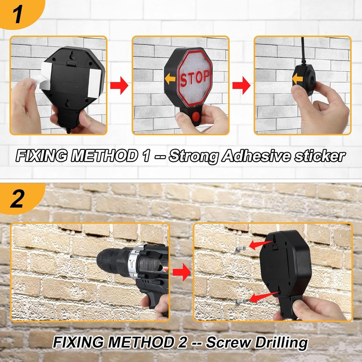 Adjustable Garage Parking Sensor Aid with with Red/Yellow/Green LED Display, Garage Parking Aid Set Stop Distance 6"–6 ft, Battery (Not Included) or USB Powered, No-Drill Installation(Black)