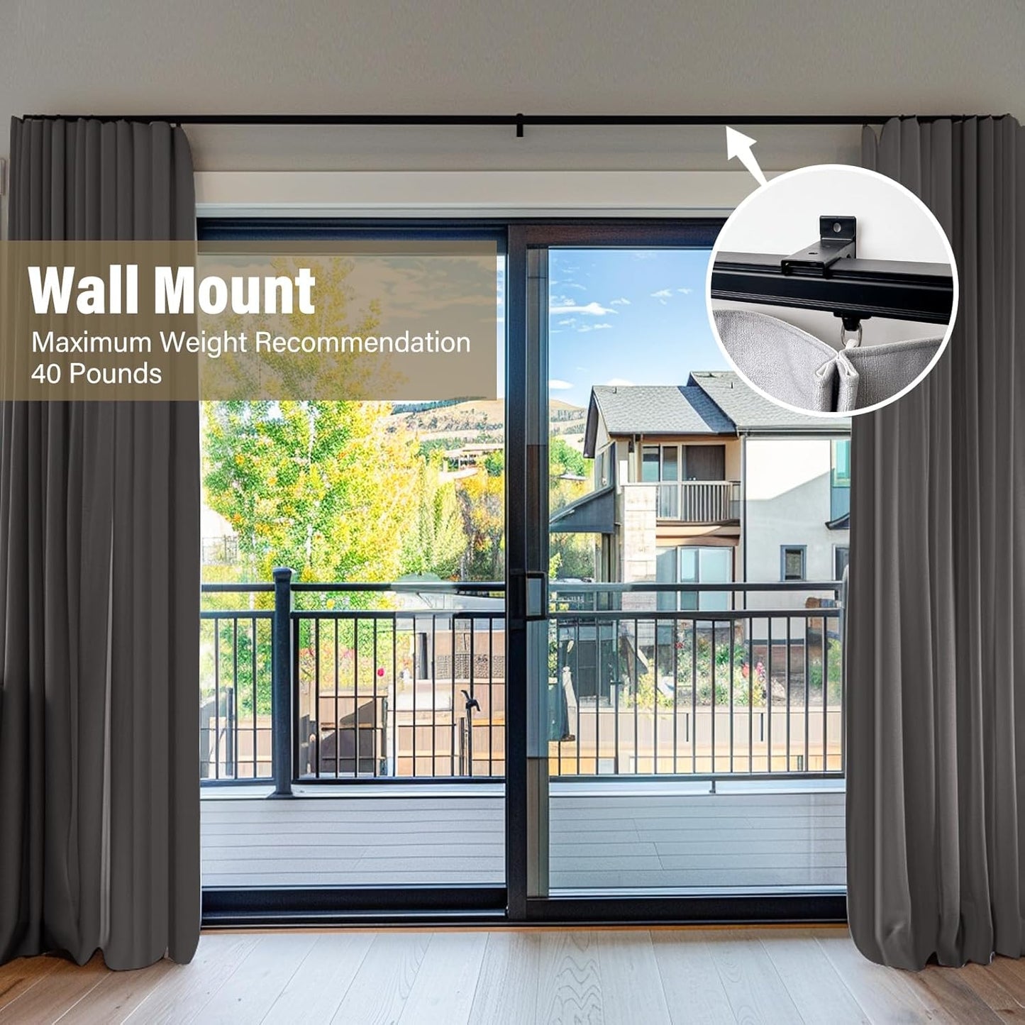 Ceiling Curtain Tracks,Curtain Track Wall Mount,Track Curtains Rod Ceilings Mount Heavy Duty Ceiling Tracks for Curtains Room Divider Rod with Hooks,Black 3-6ft