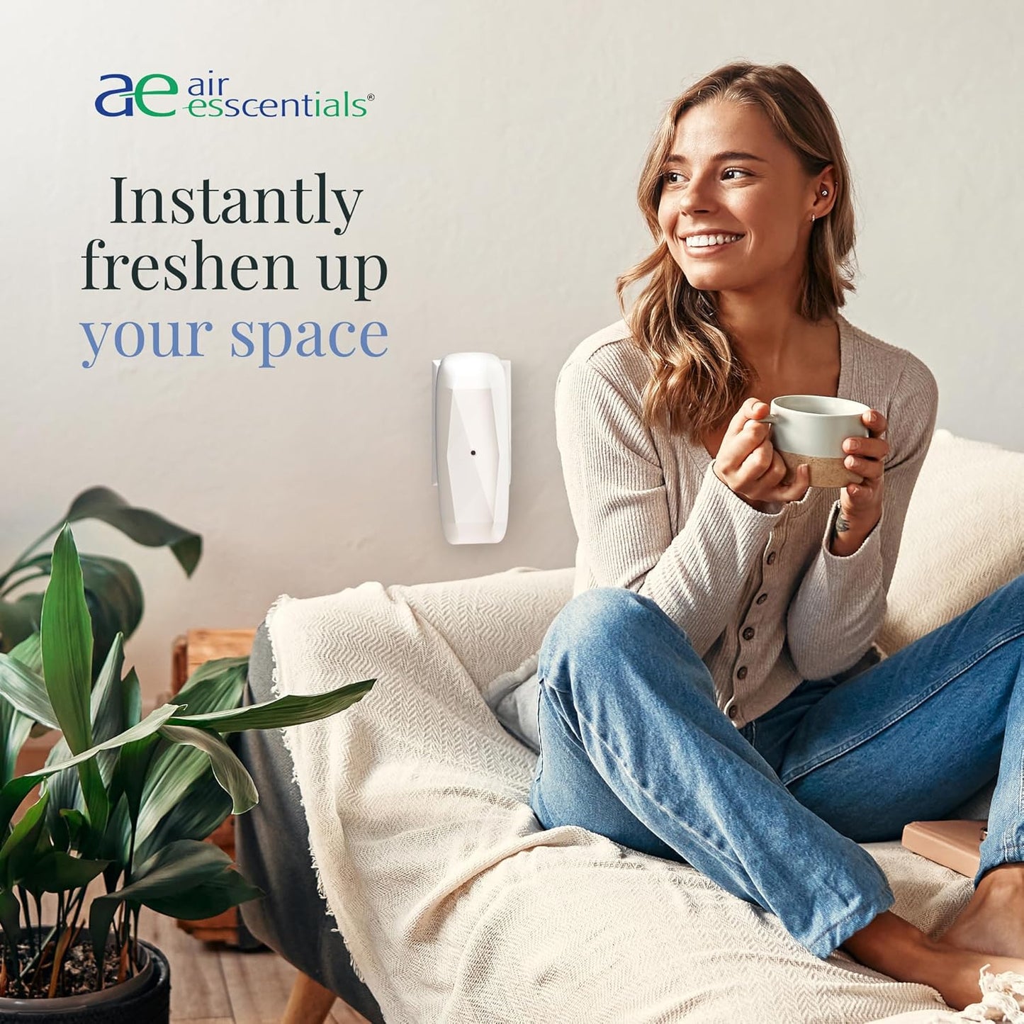 Air Esscentials The Diamond Smart Scent Air Machine for Home, Bluetooth App-Controlled, Covers up to 500 sq. ft, 100mL Waterless Fragrance Oil Diffuser with Cold Air Aromatherapy, White