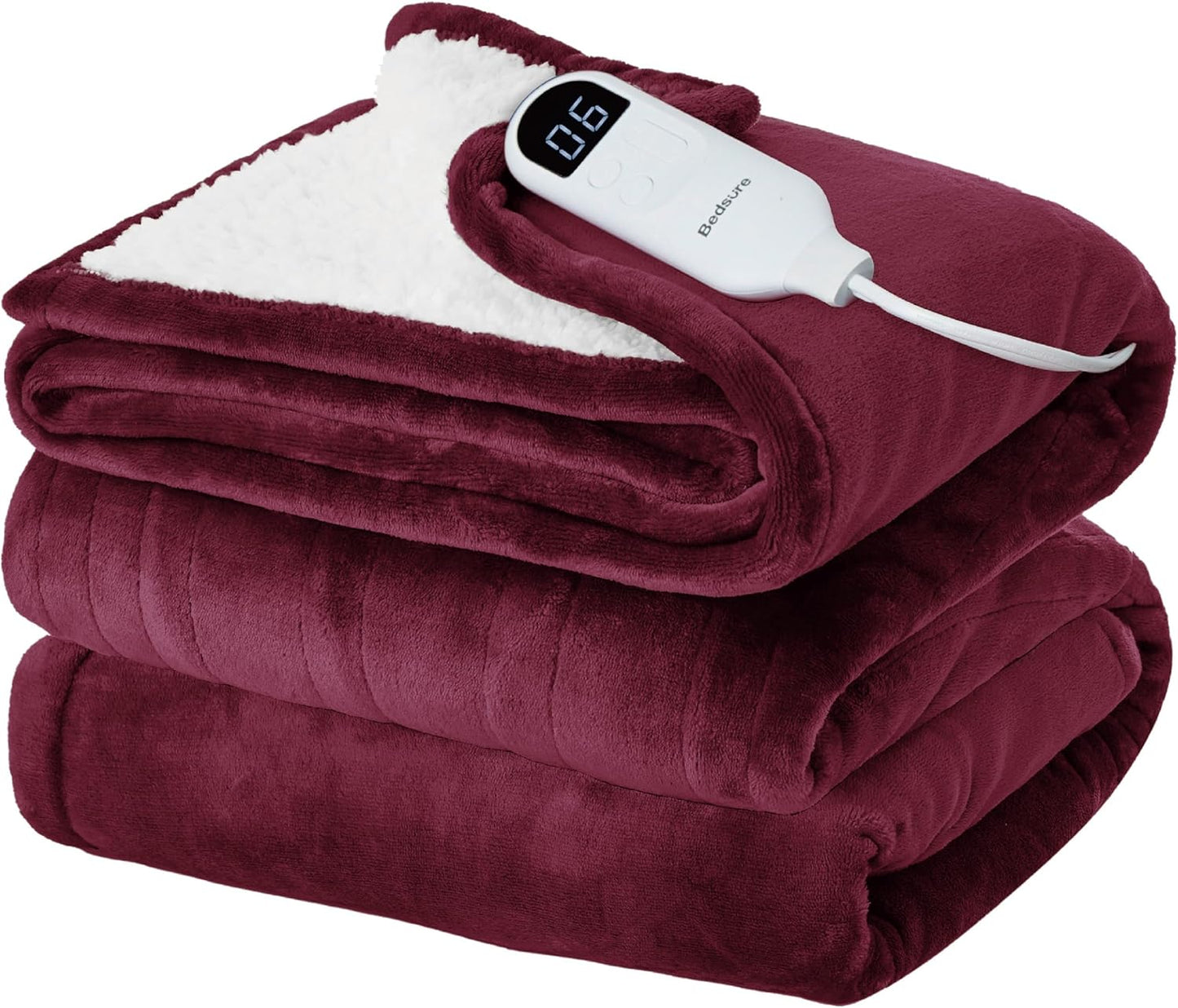 Bedsure Electric Blanket Full Size - Soft Flannel Heated Blanket, Fast Heating with 10 Time Settings & 6 Heat Settings, Warm Gift for Grandma (72x84 inches, Red)