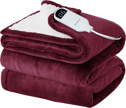 Bedsure Electric Blanket Twin - Soft Flannel Heated Blanket, Fast Heating with 10 Time Settings & 6 Heat Settings, for Grandma, Women, Men (62x84 inches, Red)