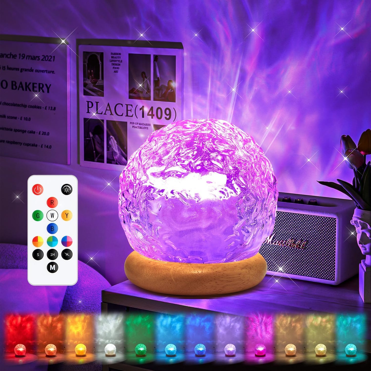 Christmas Gifts Teen Girls Kids Crystal Light Projector, 216 Modes Mood Lighting for Bedroom, Remote & USB Control Room Lights for Bedroom, Ambient Lighting Aesthetic Room Decor for Teen Girls Gifts