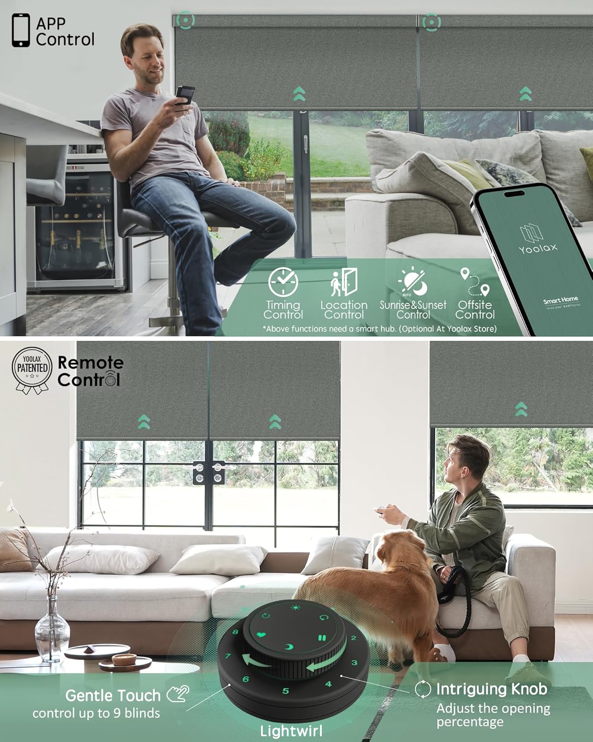 Yoolax Motorized Blinds with Remote, Smart Blinds for Windows Blackout Automatic Shades Compatible with Alexa Remote Control Roller Window Shades with Valance, Custom Size (V-Pigeon Grey)