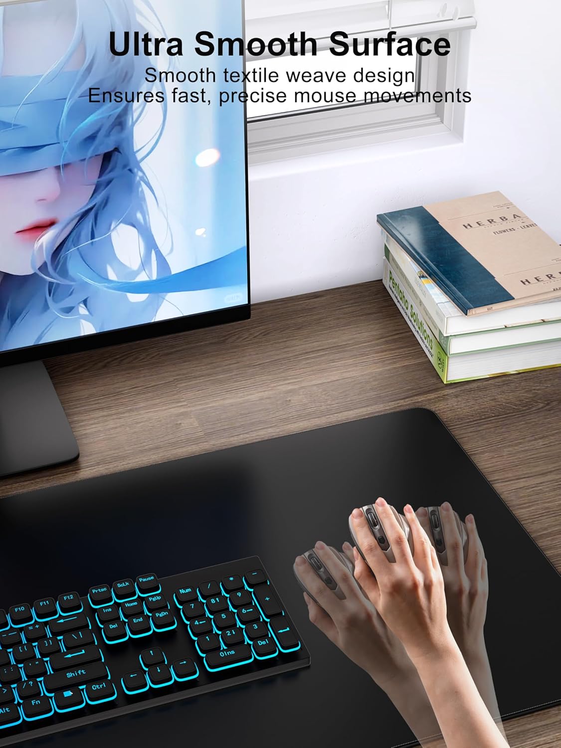 TopMade Mouse Pad with 15W Fast Wireless Charging, 35.43"x15.75" XXXL Large Gaming Waterproof Desk Pad with Ultra-Smooth Surface, Non-Slip Base, Classic Black Computer Desk Mat for MacBook, PC, Laptop