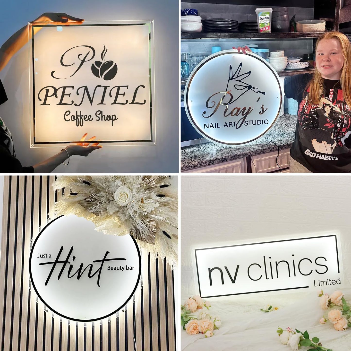 Custom Logo Business Neon Signs, Personalized Backlit Illuminated Sign, Floating Logo Sign For Business,Customize LED Light Up Sign Wall Decor for Company Beauty Salon Offices, Studio Sign