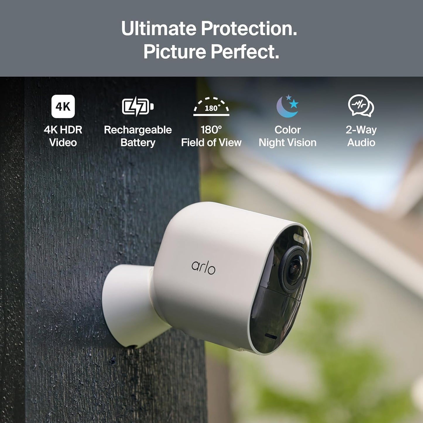 Arlo Ultra Add-On Security Camera 4K HDR (3rd Gen, 2025 Release) - Requires SmartHub, Wireless Outdoor Camera, Battery Power, Emergency Response, Event Caption, 1-Mo Trial of Secure Plan, 1 Cam, White