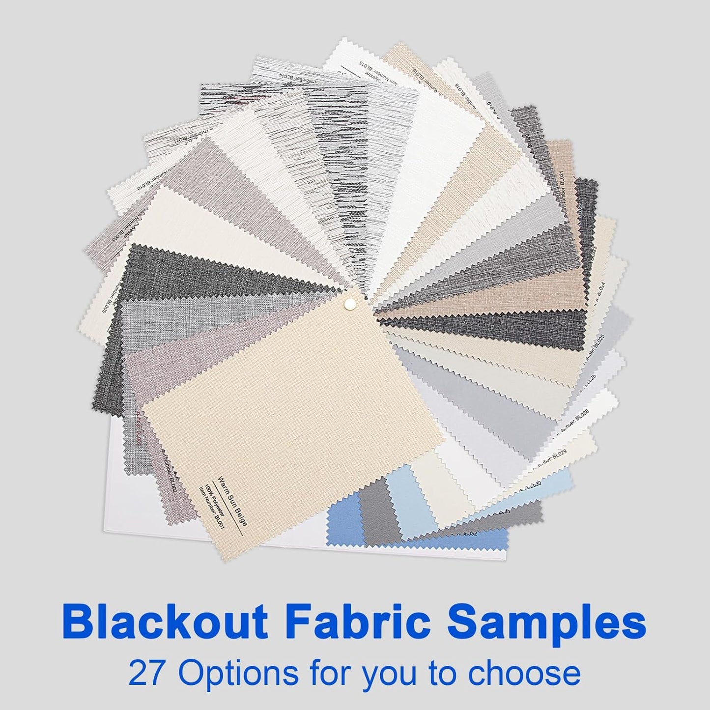 Motorized Roller Blinds with Remote Control, 100% Blackout Roller Shades Fabric Samples, Multi-Color