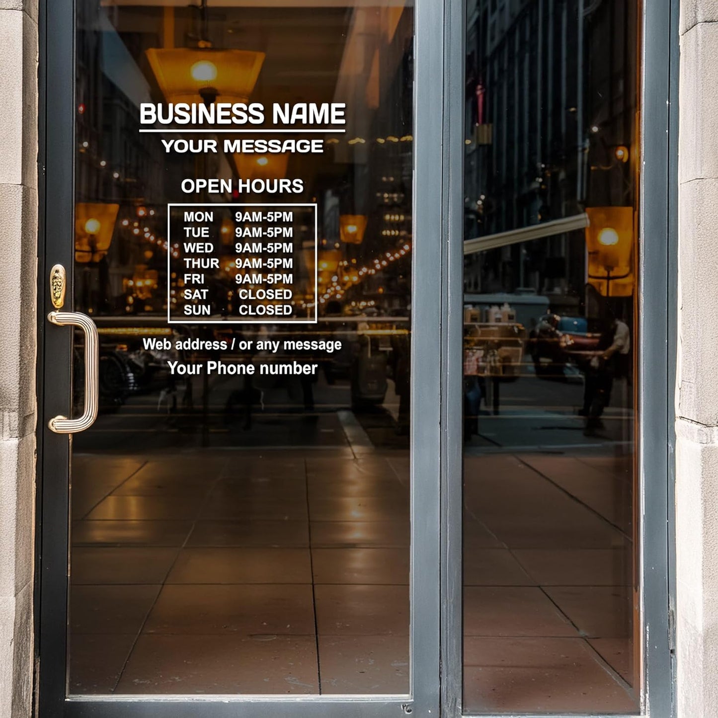 Business Hours Sign for Window – Two Title Lines (Two Line-Portrait)