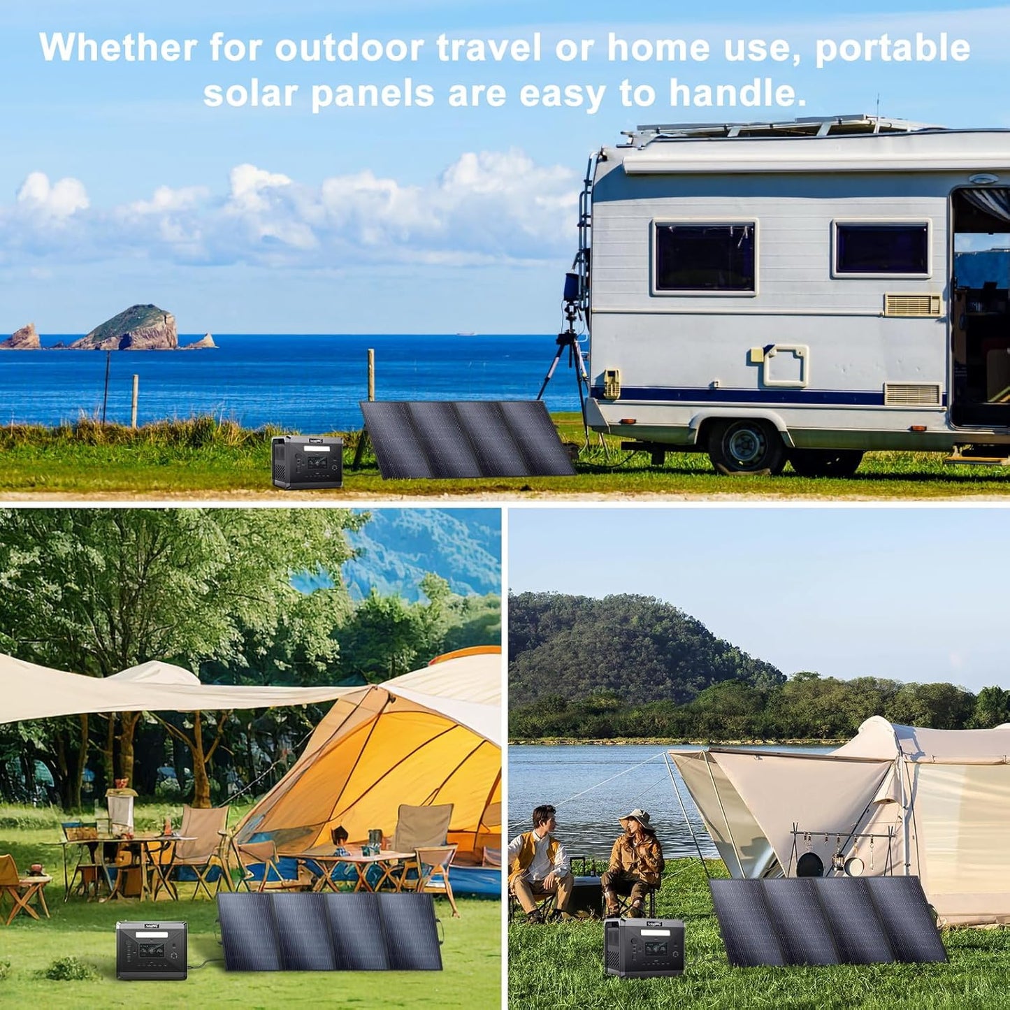 SolarPlay Q2501 Solar Generator with 400W Solar Panel, 2400W/2160Wh Large Capacity Portable Power Station, 4 AC Outlets (4800W Peak), Emergency Power Station for Home, Camping, Outdoor Battery Backup
