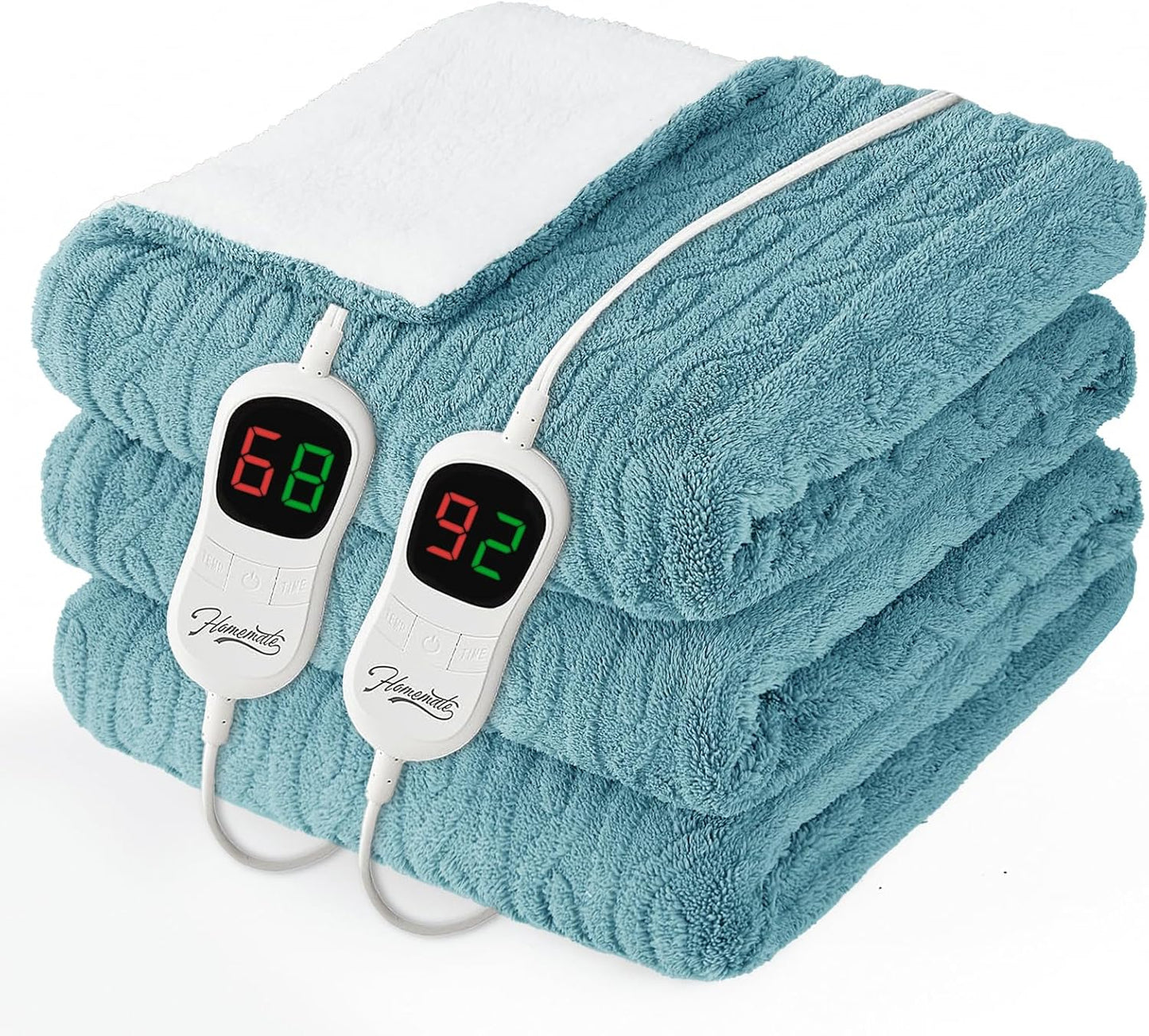 Homemate Electric Heated Blanket Queen - 84"x90" Heating Bed Blankets Throw with 10 Heating Levels 8 Hours Auto Off Fast Heating Over-Heated Protection Ultra Soft Warm Flannel ETL Certified