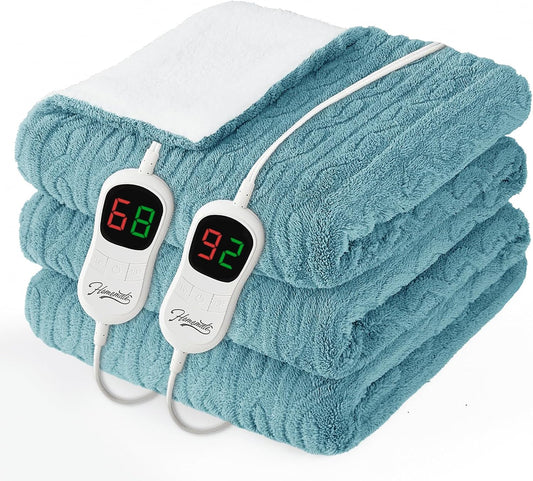 Homemate Electric Heated Blanket Queen - 84"x90" Heating Bed Blankets Throw with 10 Heating Levels 8 Hours Auto Off Fast Heating Over-Heated Protection Ultra Soft Warm Flannel ETL Certified