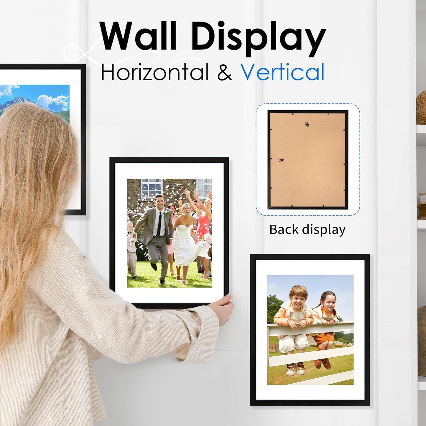 FIXSMITH 11x14 Picture Frame 1 Pack, Photo Frame with HD Plexiglass, Display Pictures 8x10 with Mat or 11x14 Without Mat, Black Picture Frames Collage Wall Decor, Gallary Wall Frame
