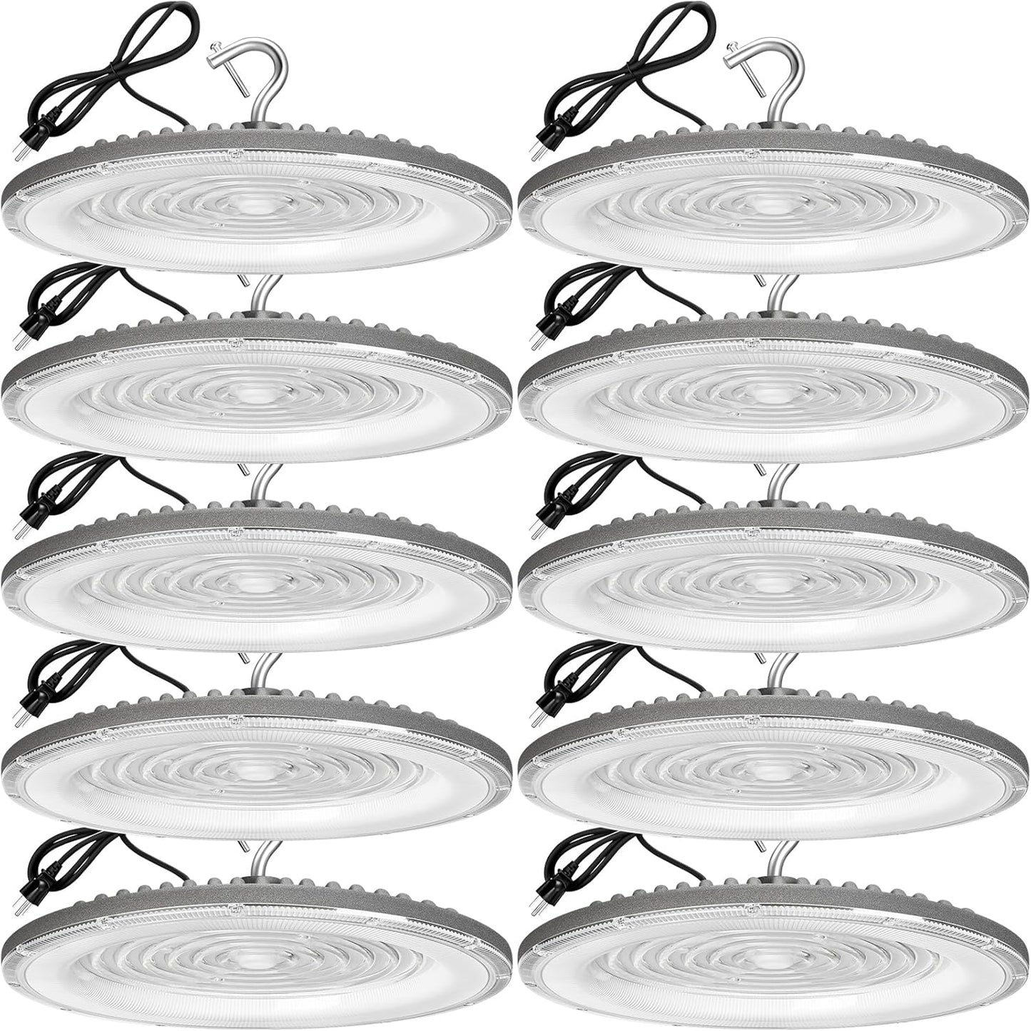 10 Pack 250W UFO Led High Bay Light,120VAC,5000K Daylight Commercial Bay Lighting,IP66 Waterproof,41050LM,1150W MH/HPS with Plug Area Light for Warehouse/Shop/Workshop/Barn/Gym/Factory