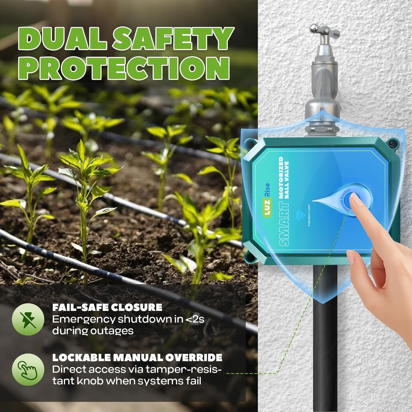 Smart Motorized Ball Valve with Remote Control- Automatic Water Shut-Off, 0-100% Adjustable Flow, Programmable Timer, Real-Time Monitoring (Stainless Steel, DN25 (1''))