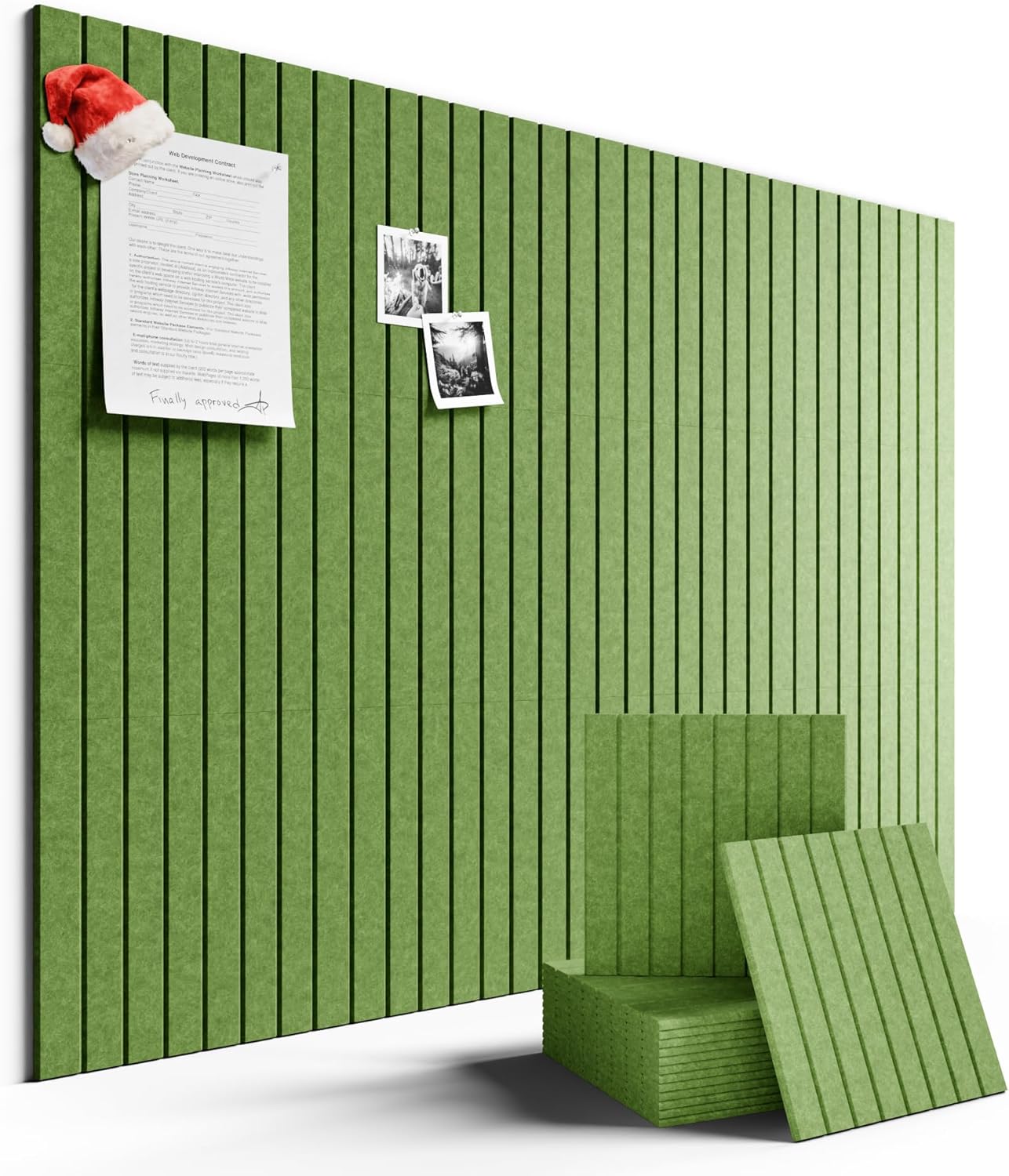 Large Felt Bulletin Board 48" x 36" Cork Board Alternative-12 Pack with 70 Safe Removable Adhesive Tabs, Cork Boards for Walls Cork Board for Home Office Classroom Pin Board-Kelly Green