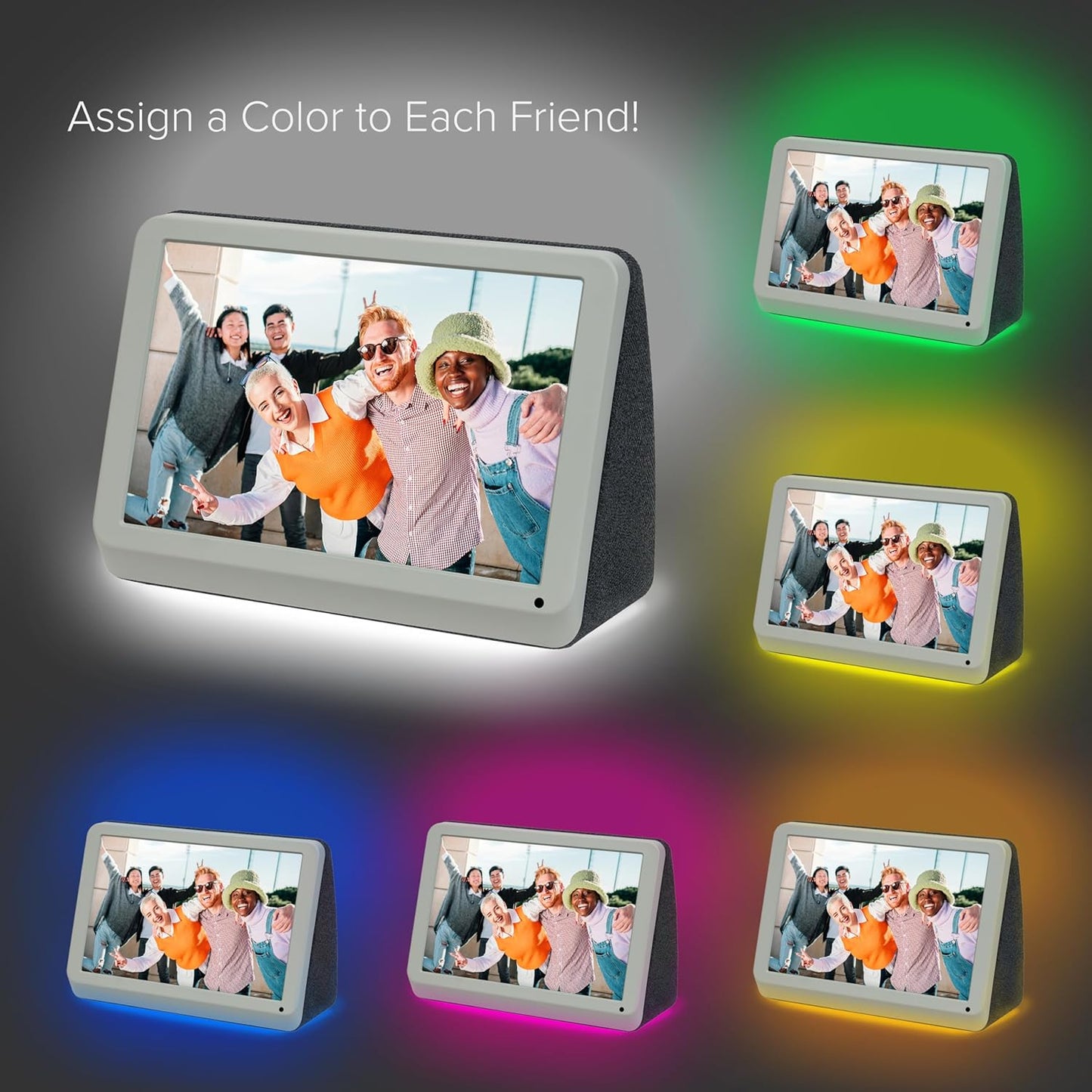 PhotoShare MyLuma LED 7” WiFi Digital Photo Frame with LEDs and Soft Touch Back Panel | Send Photo or Video from Phone to Digital Picture Frame | Stardust Grey Finish