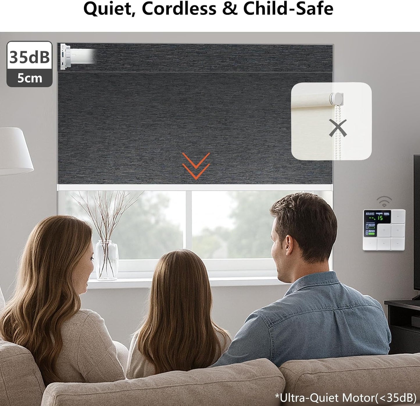 Smart Motorized Blinds – 100% Blackout Roller Shades with Remote, Alexa/Google Home/Siri Control, Matter Compatible, Wireless Rechargeable Battery, Custom Sizes for Windows & Sliding Doors