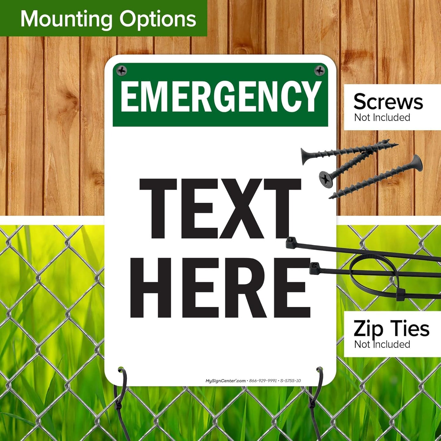 Custom Emergency Sign, OSHA Sign, 7x10 Inches, 55 mil thick HDPE (high density polyethylene), Made in USA by My Sign Center