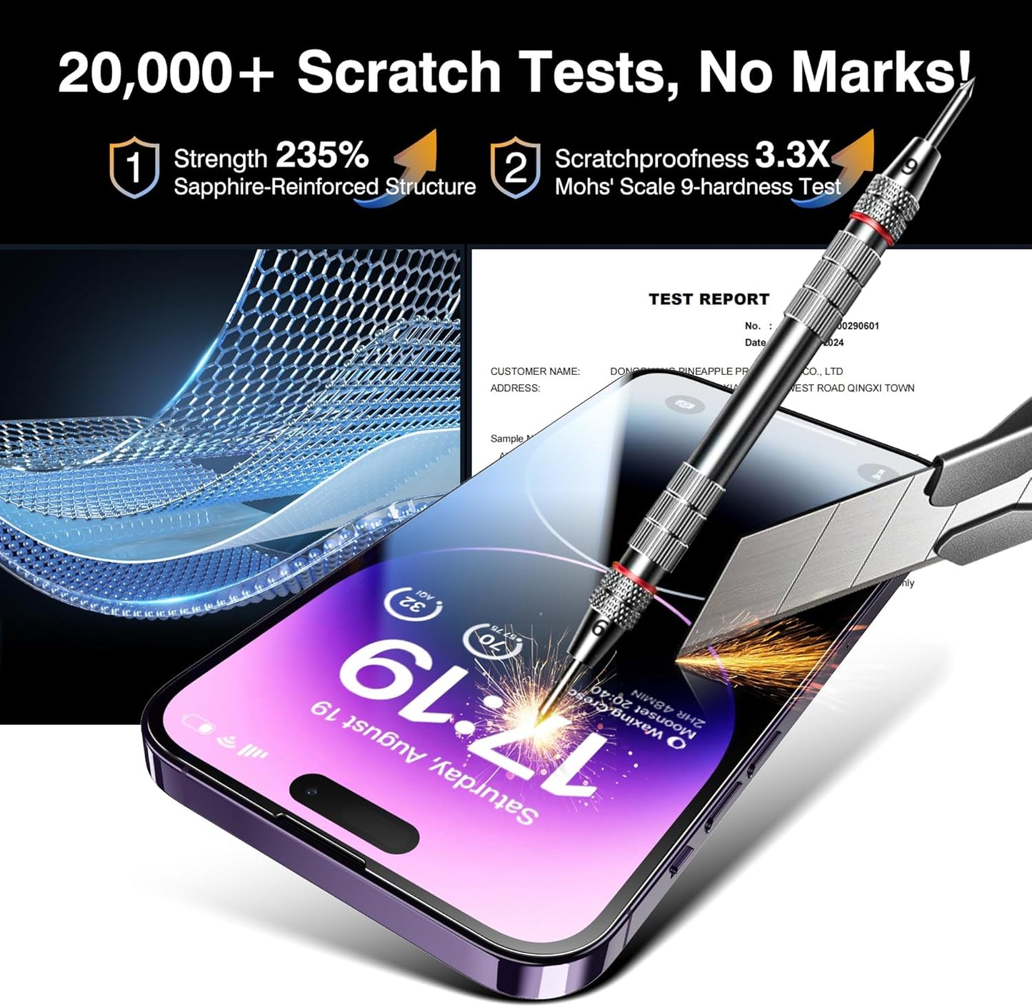 EZ-GLAZ-4 Pack for iPhone 14 Pro Screen Protector[6.1"] With 2 Pack Camera Lens Protector, 9H+ Hardness 12FT Military Grade Shatterproof Scratch Resistant Durable Tempered Glass Film with Flawless Fit Kit, HD Clear