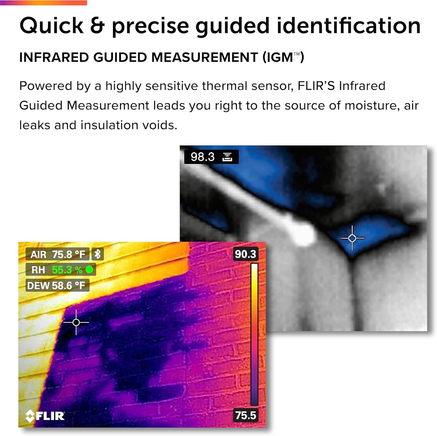 FLIR MR277 Moisture Meter, MSX IR Camera & Hygrometer for Building Inspection