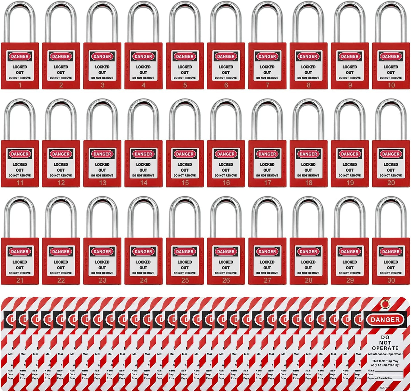 Lockout Tagout Locks, Safety Padlock, Loto Locks Keyed Differently Lock Out Tag Out 30 pcs Safety Padlocks Plastic with 30 Lockout TagOut Tags Red